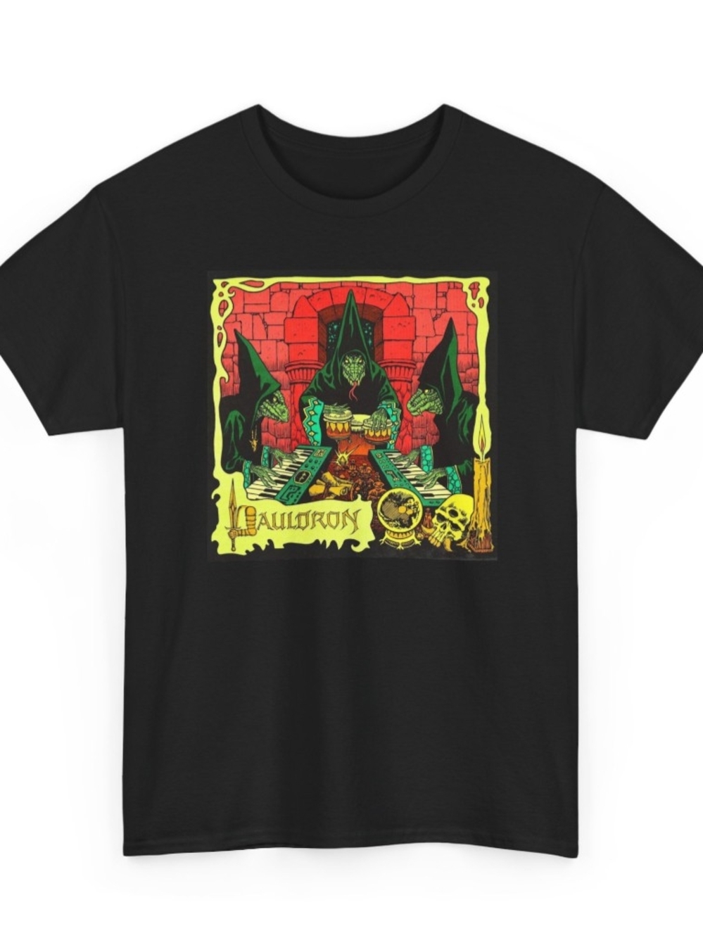 Mystic Hooded Figures Graphic Tee in Black
